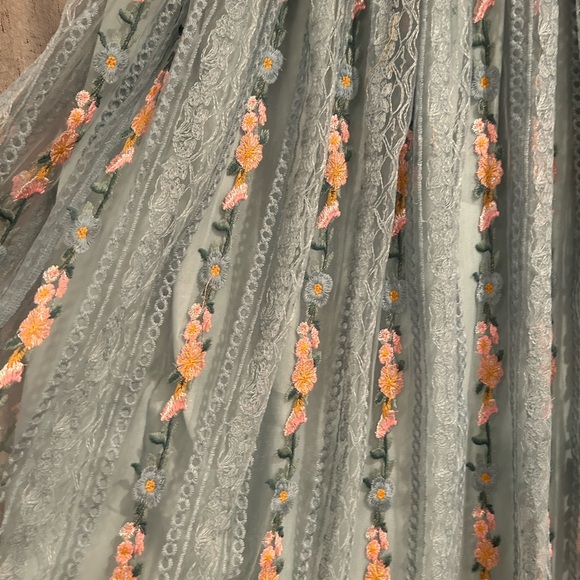 Chicwish Blue Embroidery Lace Maxi skirt - Picture 2 of 9